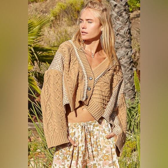 413 POL Women's Mocha Multi Plaid Cardigan NEW - Picture 2 of 11